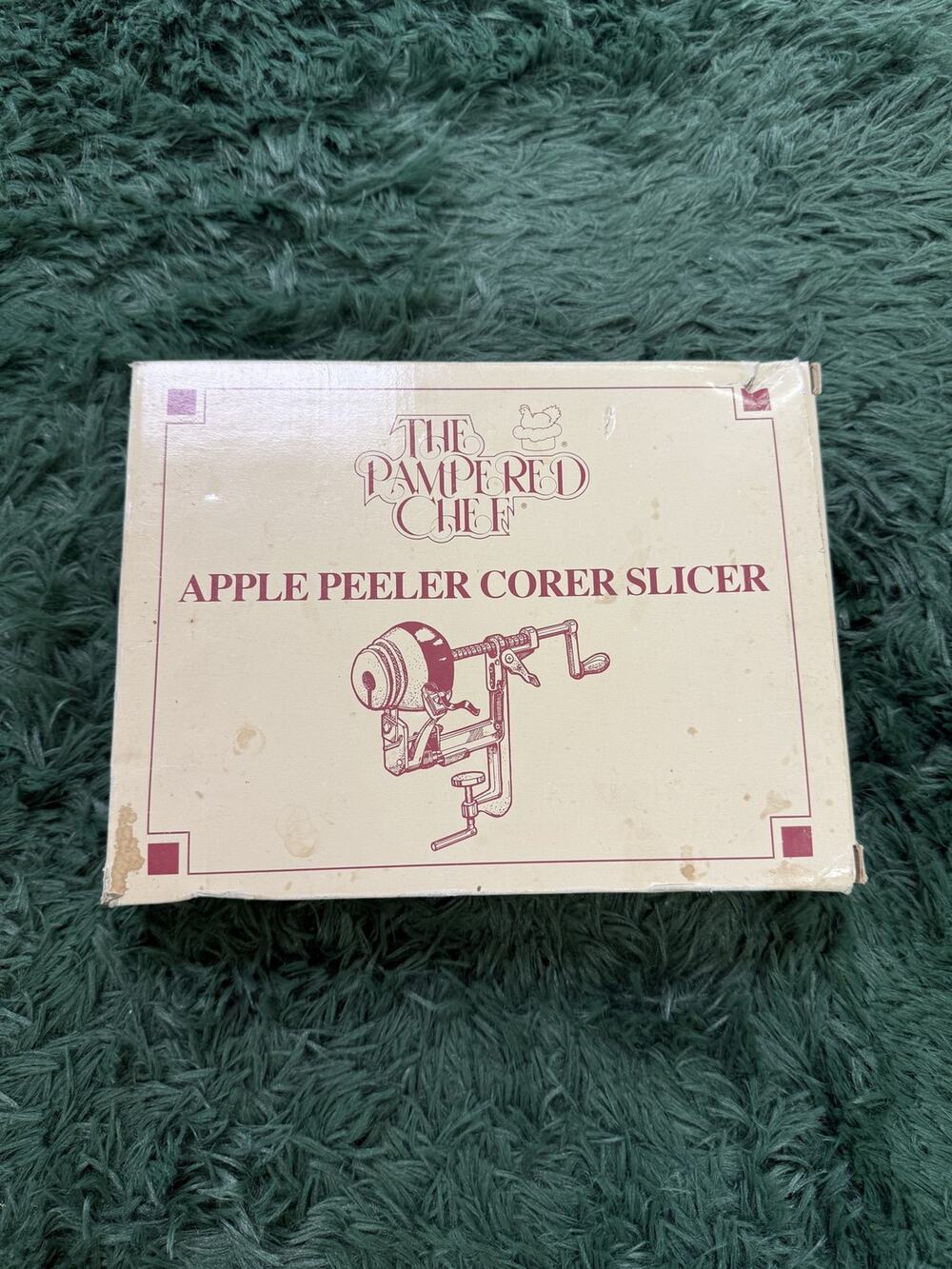 The Pampered Chef Apple Peeler Corer Slicer Manual Crank Clamp Base Vintage